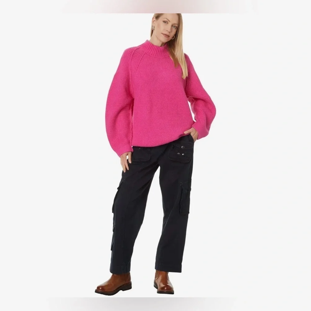 NWT Free People Small Sunbeam Sweater Hot Pink $168 Retail New Oversized - Picture 4 of 7